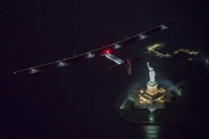 Solar plane lands in New York City